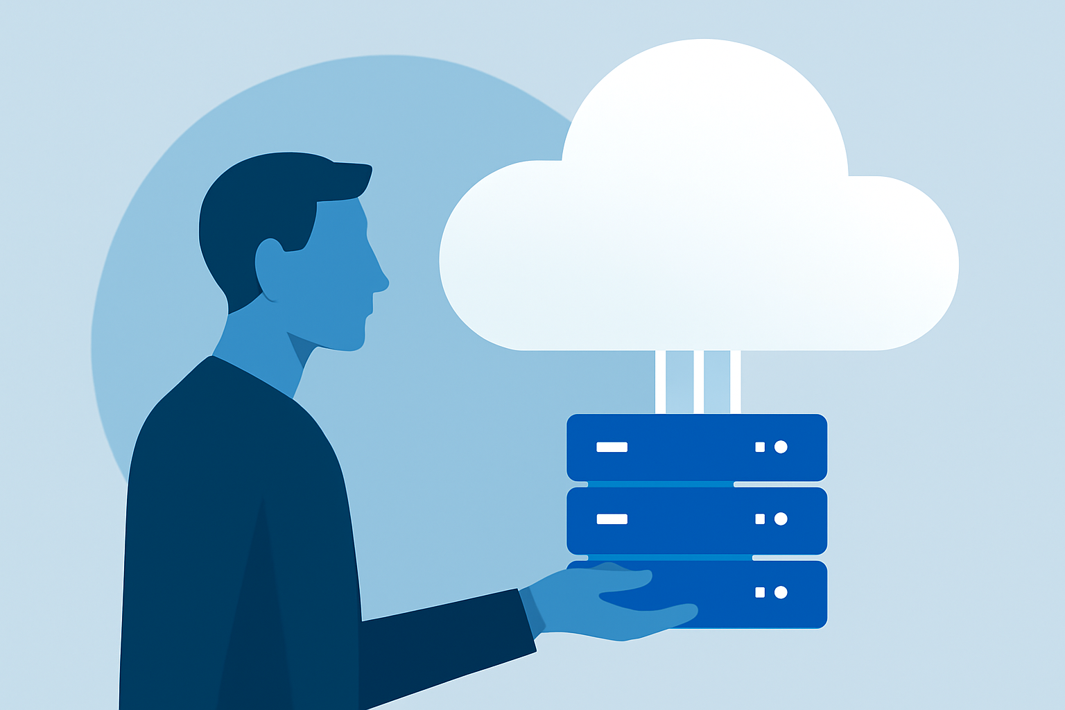 Create a clean, modern, editorial illustration for a tech news article. Style: flat illustration, minimal shapes, subtle gradients. No text, no logos, no brand marks. High-contrast, minimal, professional. Theme: Don't rent the cloud, own instead